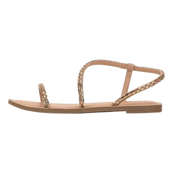 INC Women's Mahlah Embellished Asymmetrical Flat Sandals Bronze Bling Size 8 1/2 - Picture 2 of 4